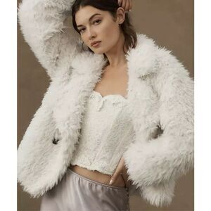 Anthropologie NWOT faux fur double breasted jacket pockets plus size 2x